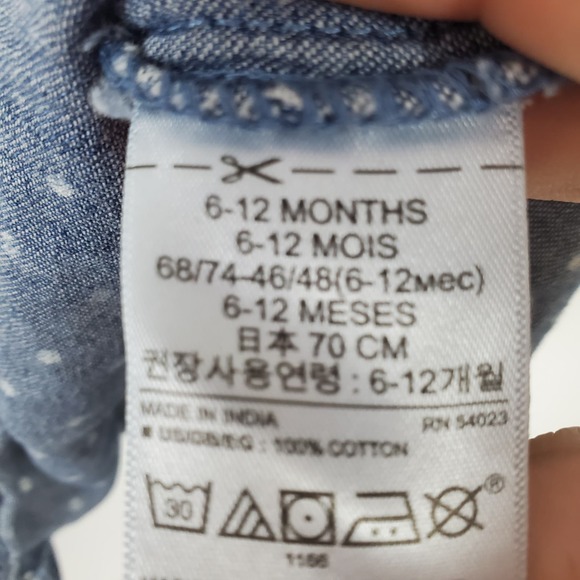 Gap kids 6-12m denim polka dot button up dress - Picture 4 of 4